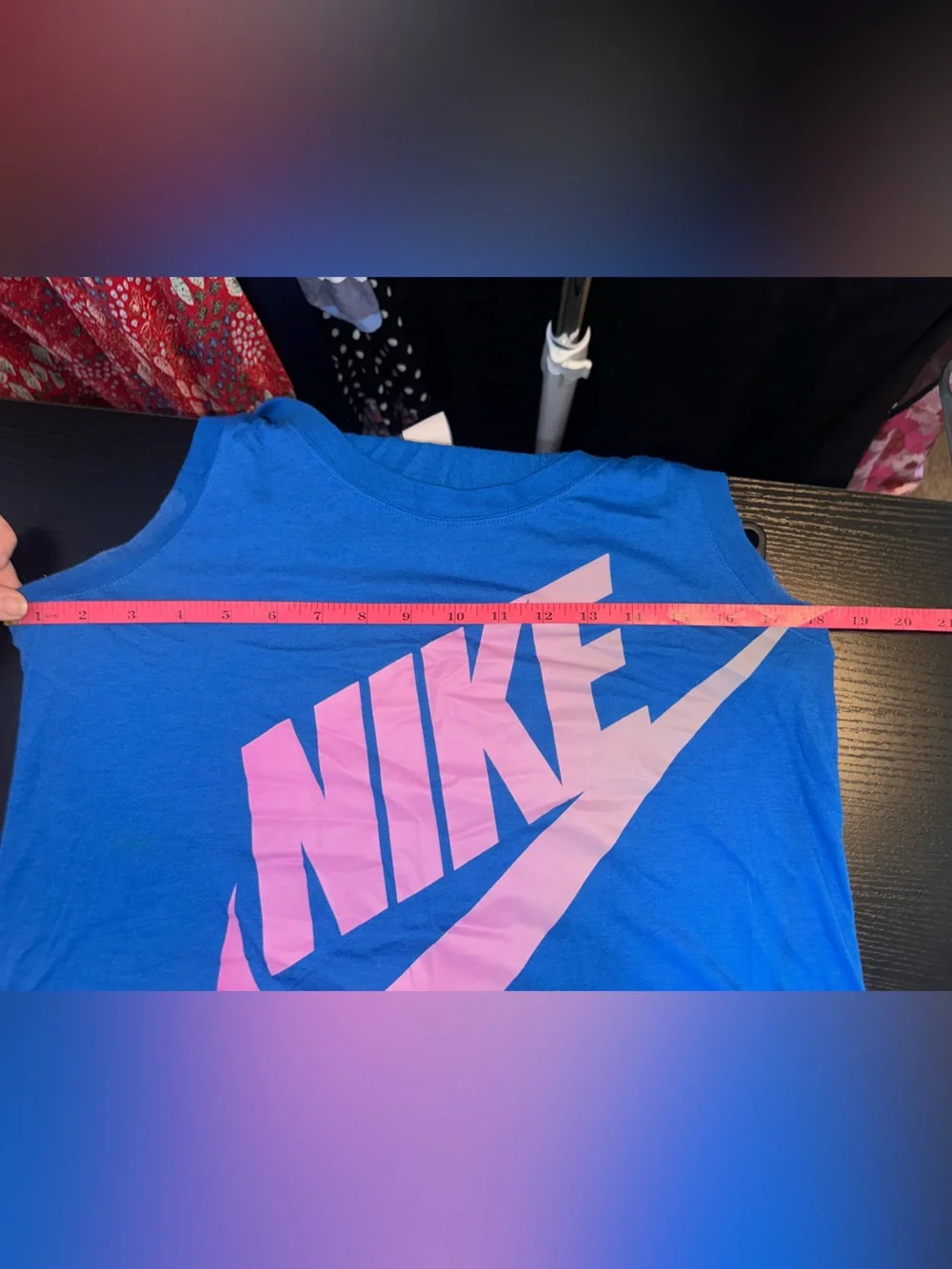 Nike Size Medium Women’s Royal Blue & Pink Ombré Tank with Logo